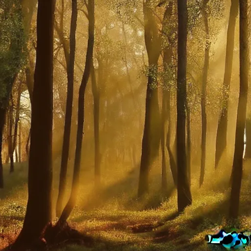 Prompt: forest in the morning light by Lila Alavardao