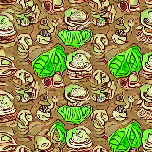 Image similar to isometric repeating pattern of snails on lettuce