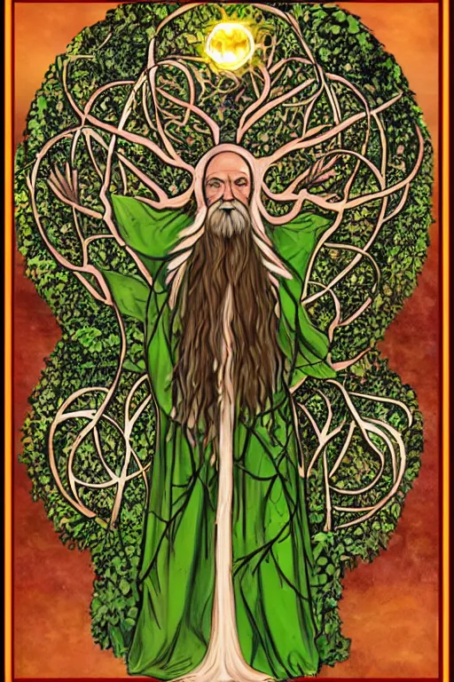 Image similar to gnostic kabbalist druid - merging with - the tree of life
