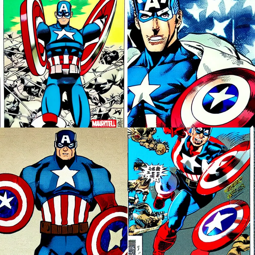 Prompt: Captain America in Japanese comics