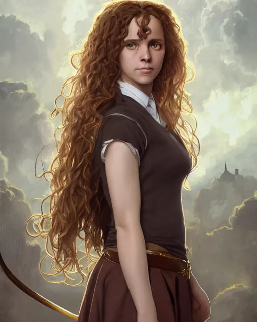 Image similar to ultra realistic illustration, hermione granger from the chamber of secrets, intricate, elegant, highly detailed, digital painting, artstation, concept art, smooth, sharp focus, illustration, art by artgerm and greg rutkowski and alphonse mucha