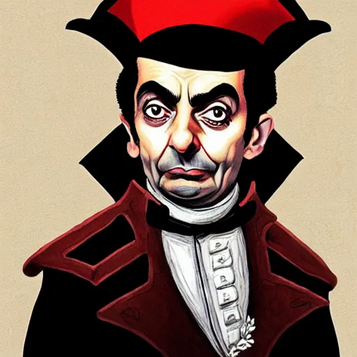 Image similar to portrait of mr. bean as napoleon by becky cloonan