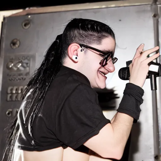 Prompt: skrillex in an actual boiler room