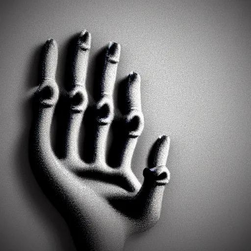 Image similar to 3 d scan of a human hand, rendered in blender 3 d, intricate detail