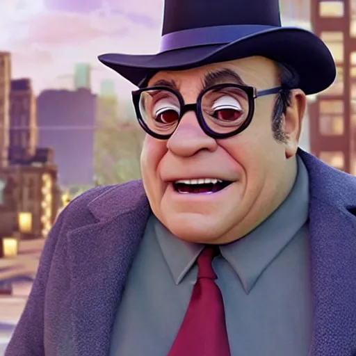 Image similar to <photo hd trending>((danny devito)) as ((inspector gadget)) in ((pixar movie))</photo>