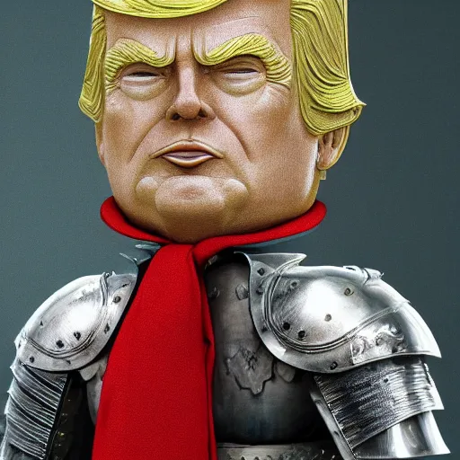 Image similar to donald trump, knights armor, one broadsword, by hans holdein, donald trumps highly detailed handsome face, two arms, two legs, knights armor