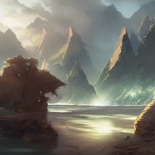 Image similar to landscape by artgerm and greg rutkowski