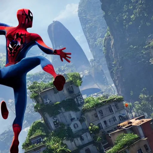 Image similar to spiderman in uncharted 4