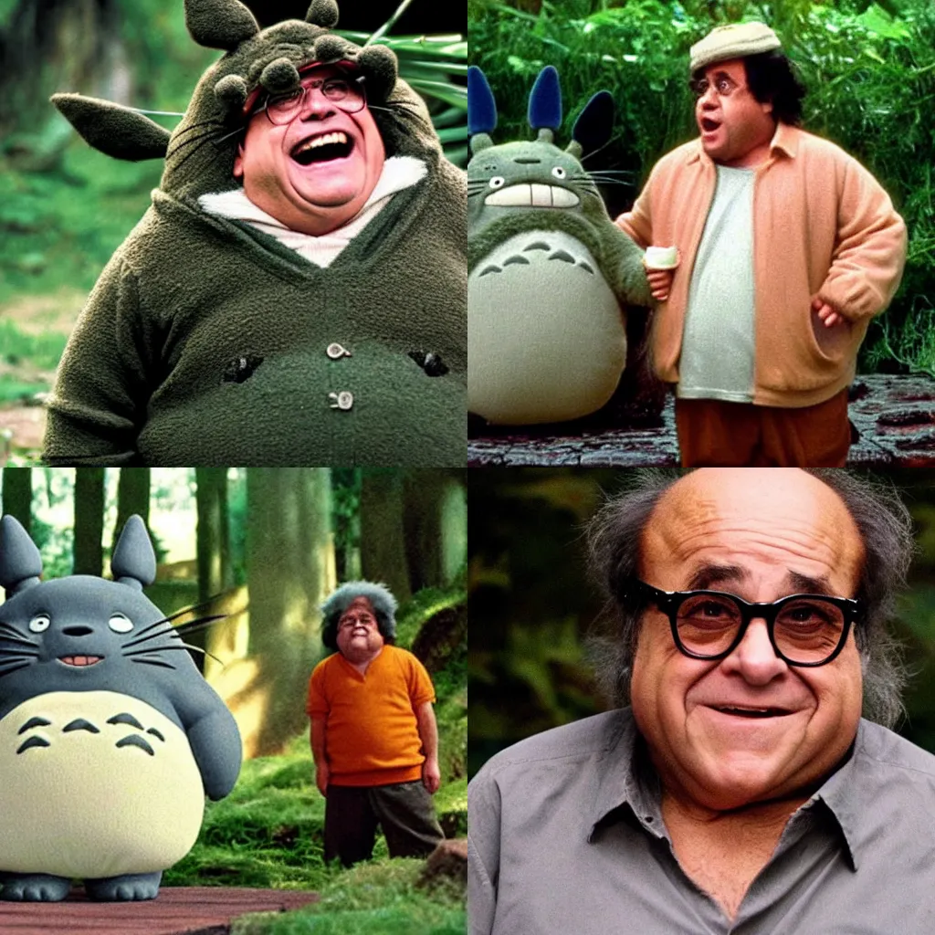 Prompt: Danny Devito as Totoro