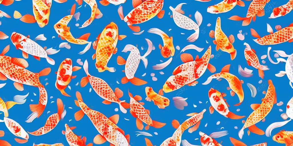 Image similar to repeating pattern of cute koi fishies