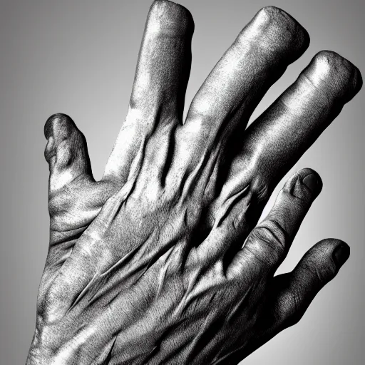 Image similar to a hand made of hands, realist, render, 8k