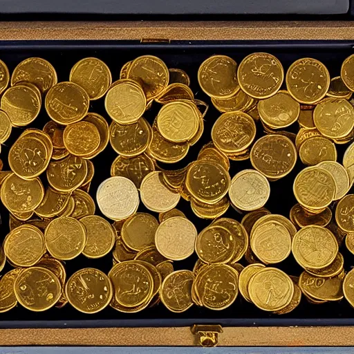 Image similar to a treasure chest full of gold coins and gems