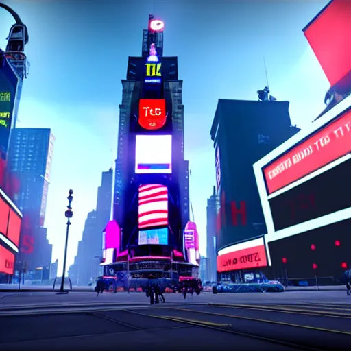Image similar to still image of times square in the tower of destiny 2, destiny 2, unreal engine 5, screenshot