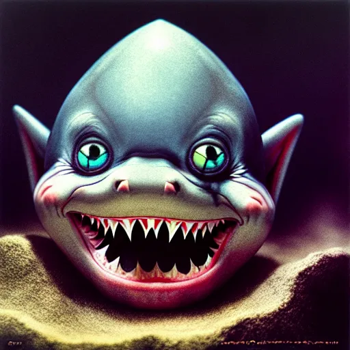 Image similar to baby shark by otto dix, junji ito, hr ginger, jan svankmeyer, beksinski, claymation, hyperrealistic, aesthetic, masterpiece