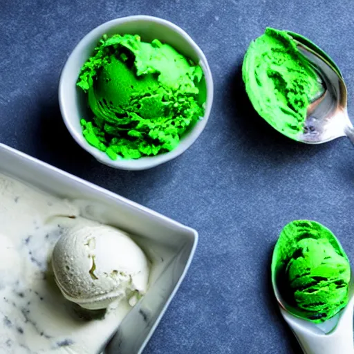 Prompt: spinach-flavored ice cream