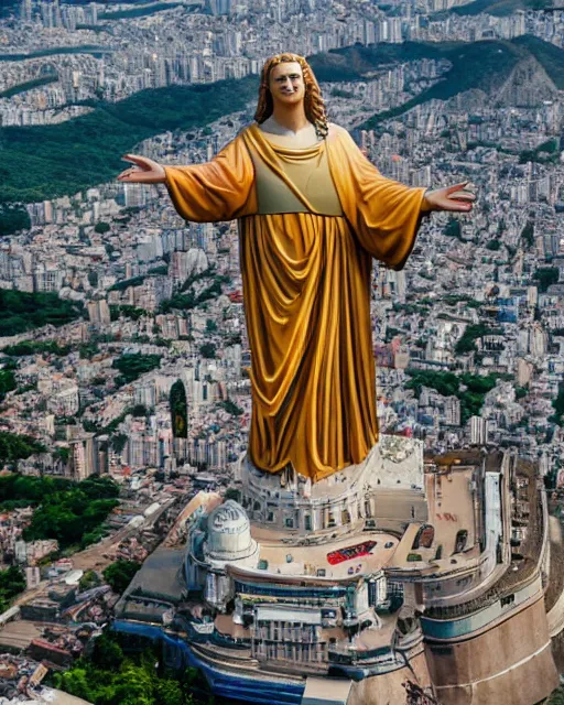 Image similar to gigantic statue of honey boo boo as christ the redeemer, rio digennaro, hyperreal