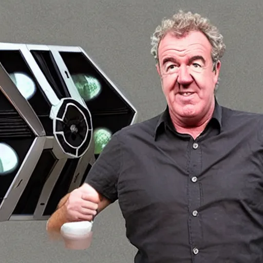 Image similar to Jeremy clarkson reviewing a Tie Fighter