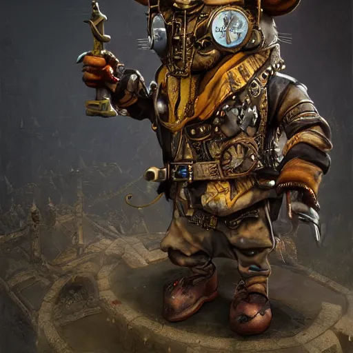 Prompt: rat warrior with steampunk goggles, clockwork, octane render, epic, cinematic, psychedelic, lsd, dmt by ruan jia