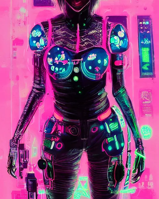 Image similar to detailed portrait Neon Operator Girl, cyberpunk futuristic neon, reflective catsuit, decorated with traditional Japanese ornaments by Ismail inceoglu dragan bibin hans thoma !dream detailed portrait Neon Operator Girl, cyberpunk futuristic neon, reflective puffy coat, decorated with traditional Japanese ornaments by Ismail inceoglu dragan bibin hans thoma greg rutkowski Alexandros Pyromallis Nekro Rene Maritte Illustrated, Perfect face, fine details, realistic shaded, fine-face, pretty face