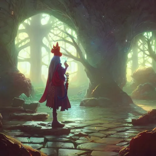 Image similar to highly detailed mage chicken, stephen bliss, unreal engine, fantasy art by greg rutkowski, loish, rhads, ferdinand knab, makoto shinkai and lois van baarle, ilya kuvshinov, rossdraws, tom bagshaw, global illumination, radiant light, detailed and intricate environment