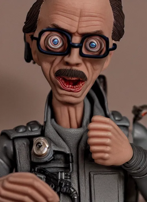 Prompt: product photography of a claymation action figure steve buscemi as terminator, depth of field, zeiss lens, detailed, centered, by erwin olaf, joop geesink, wes anderson, breathtaking, 8 k resolution, extremely detailed, beautiful, establishing shot, realistic materials, hyperrealistic