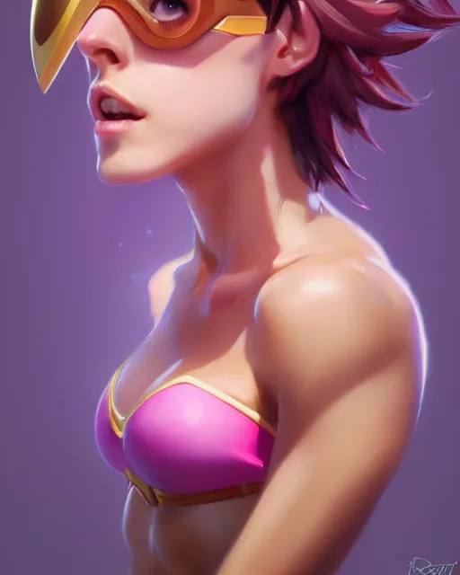 play of the game of tracer, perfect face, brown hair,, Stable Diffusion