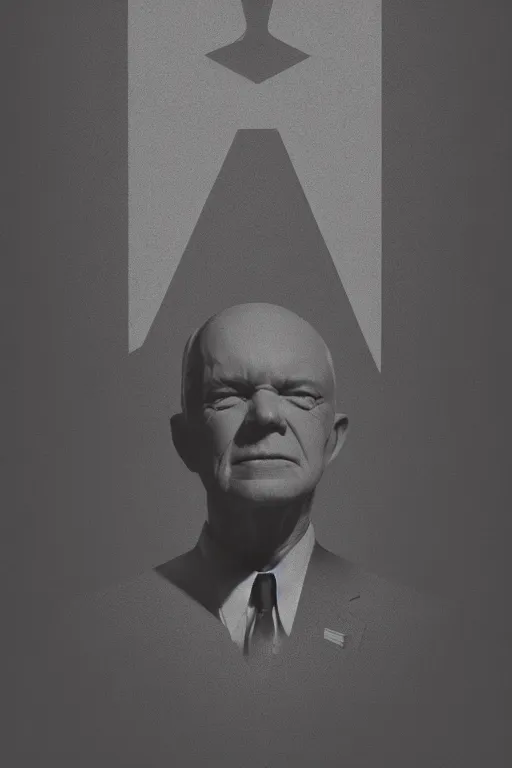 Image similar to minimal movie poster, eisenhow, scott kurwood is united states president dwight eisenhower, solid colors, cinematic, fan art, trending on artstation