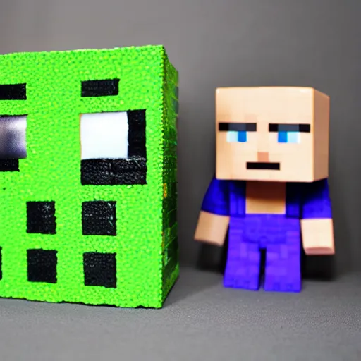 Image similar to Minecraft Creeper, Funko Pop, Product Photo, Realistic, Studio Lighting