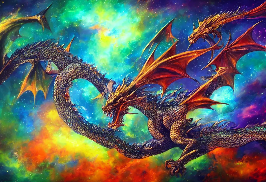 Image similar to Dragon at space with realistic and colourful testure