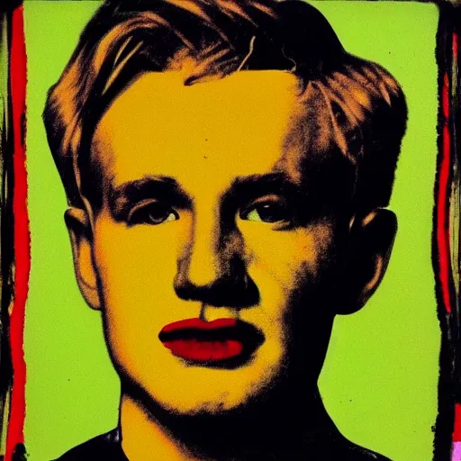Prompt: Bo Nickal, portrait, painted by Andy Warhol