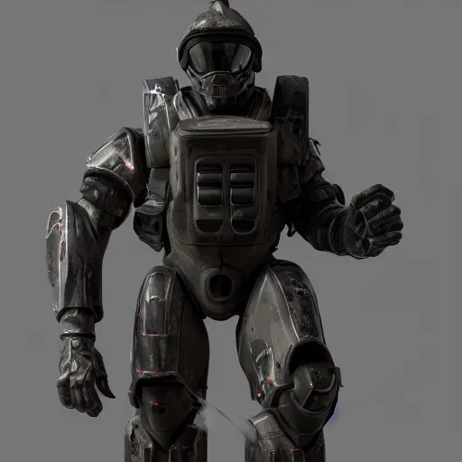 Image similar to a soldier wearing a full set of hellfire advanced power armor and holding a flamethrower, 3 d render, octane, ray tracing, ultra detailed, photorealistic, high resolution, 8 k, fire, jungle