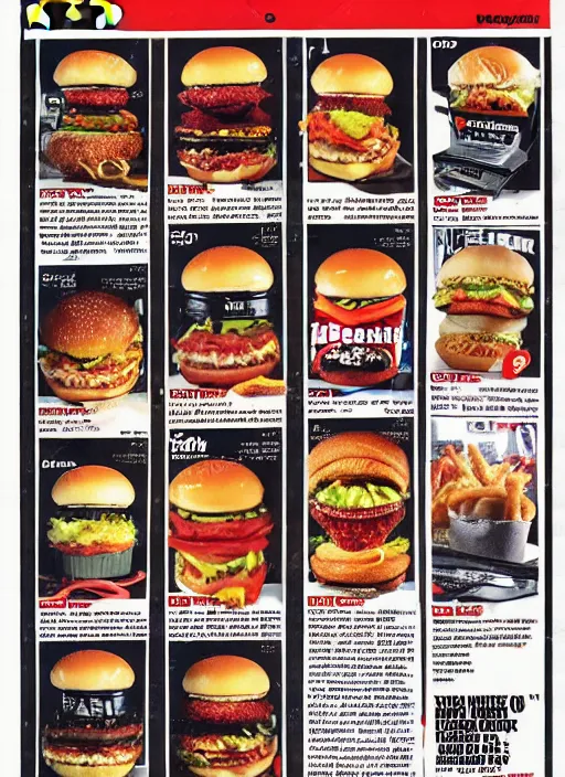 Image similar to a 1 9 9 9 magazine page with ads for mcdonalds and spiders, a full page magazine scan, hd