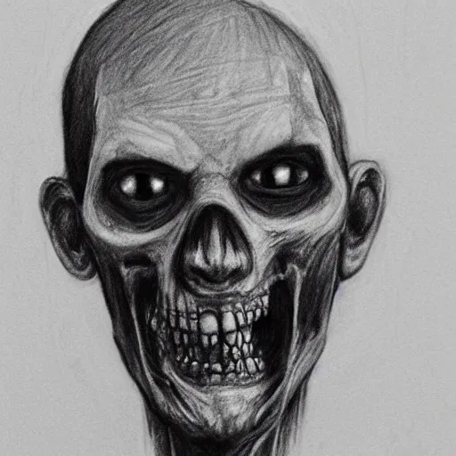 Image similar to pencil sketch of a zombie portrait