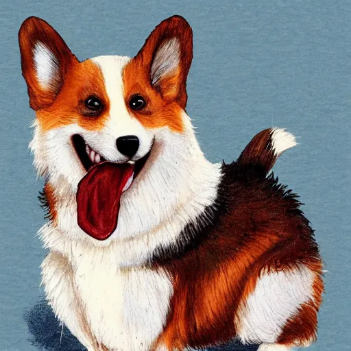 Image similar to a corgi vampire in the style of jean baptiste monge