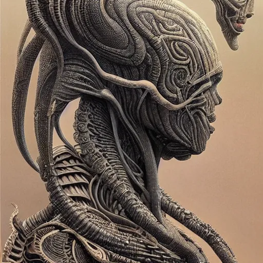 Image similar to ultra realist intricate detailed painting of an attractive alien female and alien male, full body, curvy, black scales, very intricate details, focus, artstyle Beksiński and Hiraku Tanaka, award winning