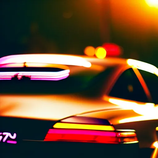 Image similar to a car JZX100 at illegal car meet, Saitama prefecture, city sunset mist neon lights, cinematic color, photorealistic, highly detailed, 50MM