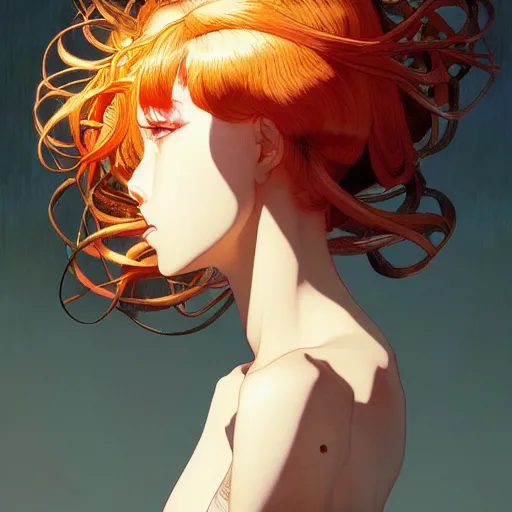 Image similar to prompt : glorious character portrait soft light painted by james jean and katsuhiro otomo and erik jones, inspired by evangeleon anime, smooth face feature, intricate oil painting, high detail illustration, sharp high detail, manga and anime 1 9 9 9