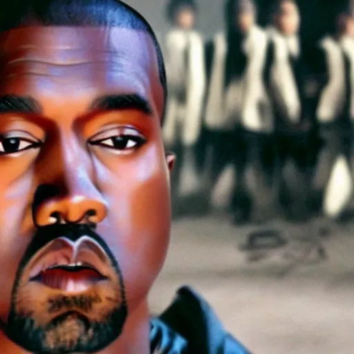 Image similar to Kanye West in Kill Bill: Vol. 1 (2003), 8K concept art, vintage, shot on Kodak Ektar, detailed, ultrarealistic UHD faces