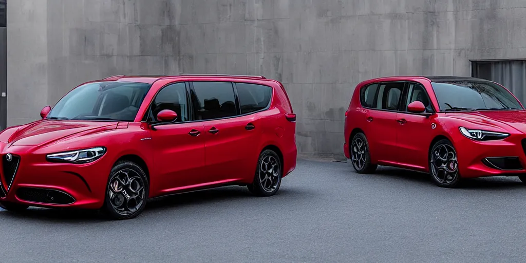 Image similar to “2022 Alfa Romeo Minivan, red”