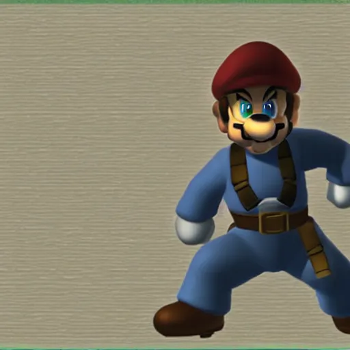 Image similar to solid snake in super mario 6 4