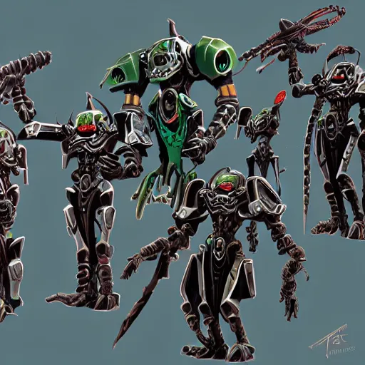 Image similar to Great Necron Army, concept art, digital art, trending on artstation, warhammer 40k concept art