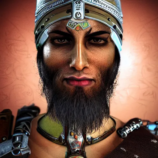 Image similar to cyborg Sikh warrior, photorealistic