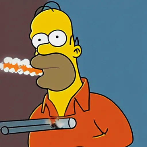 Image similar to homer from the simpsons smoking a cigarette