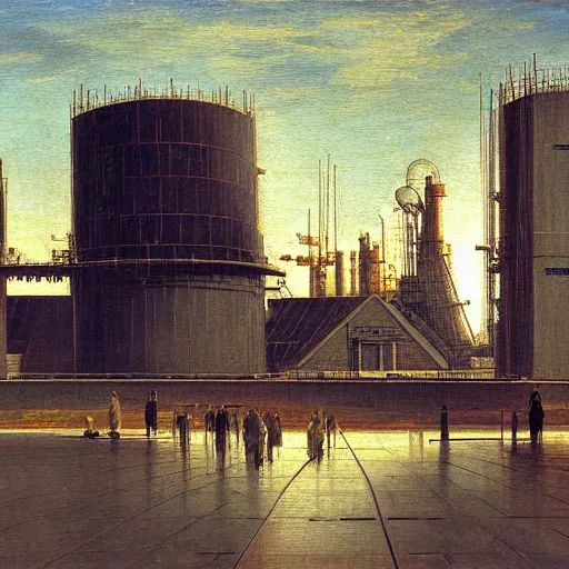 Prompt: modern particle accelerators, oil painting, by Caspar David Friedrich, 4k,