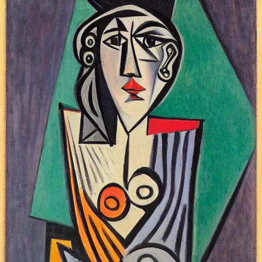 Prompt: Female Portrait, by Pablo Picasso.