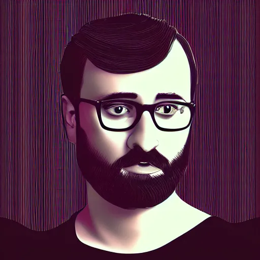 Image similar to michael stevens portrait, vaporwave, digital art