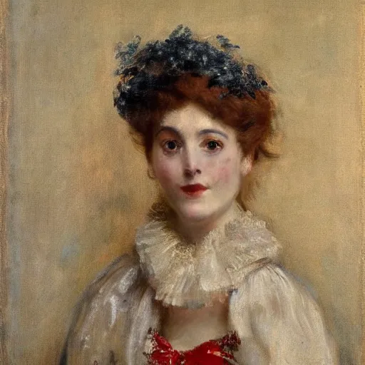 Image similar to portrait of a young woman wearing a carneval mask by alfred stevens