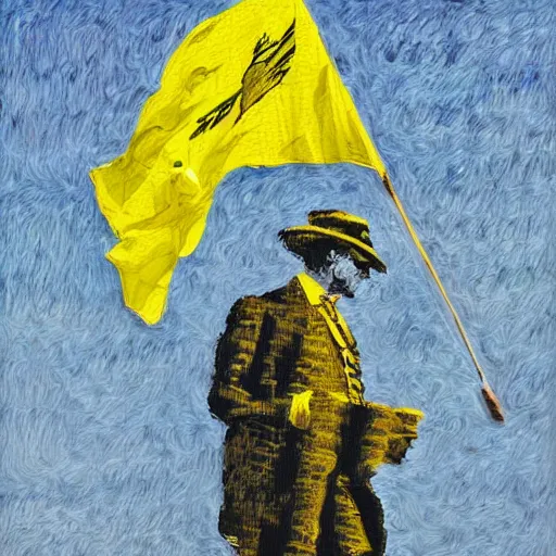 Image similar to gadsden flag, don't thread on me, impressionism painting