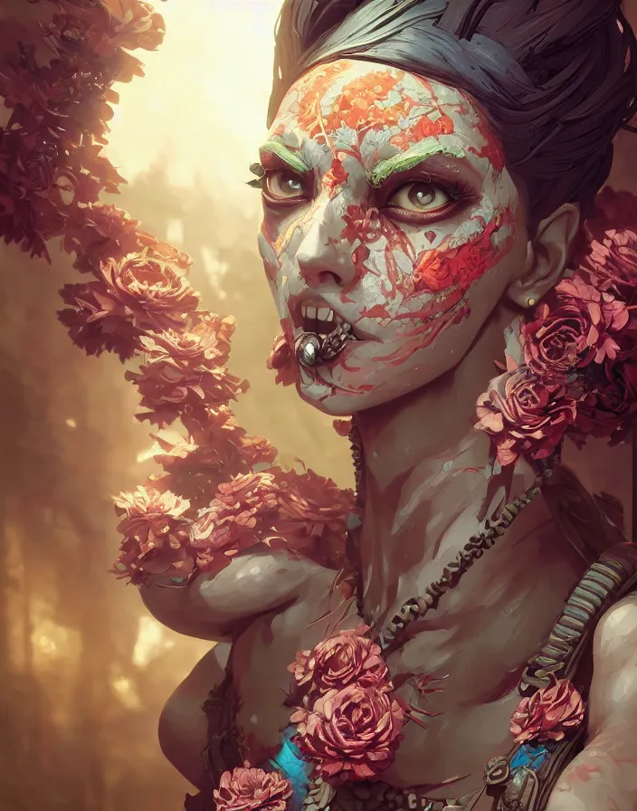 Image similar to symmetry!! portrait of floral! borderlands 3 psycho, intricate, elegant, highly detailed, digital painting, artstation, concept art, smooth, sharp focus, illustration, art by artgerm and greg rutkowski, 8 k