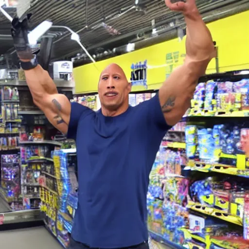 Image similar to dwayne the rock johnson stealing from walmart cctv footage